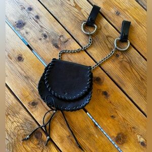 Vintage Motorcycle Chain Leather Belt Bag Handmade